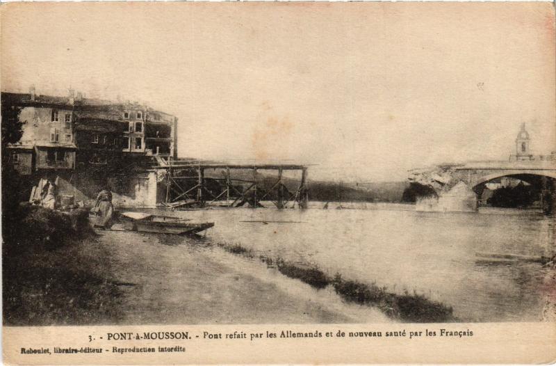Carte postale ancienne Pont a Mousson pont refait par les Allemands à Mousson
