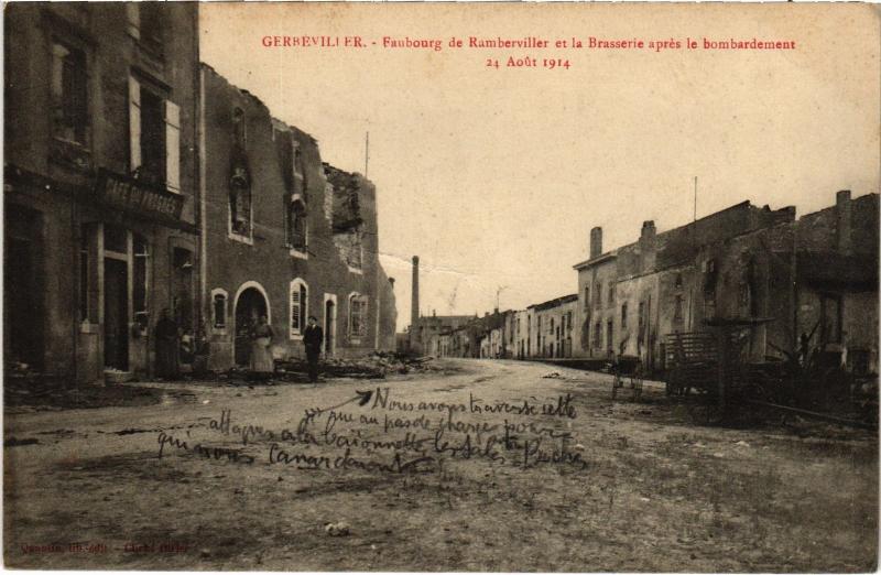 Carte postale ancienne Gerbeviller Faubourg de Ramberviller