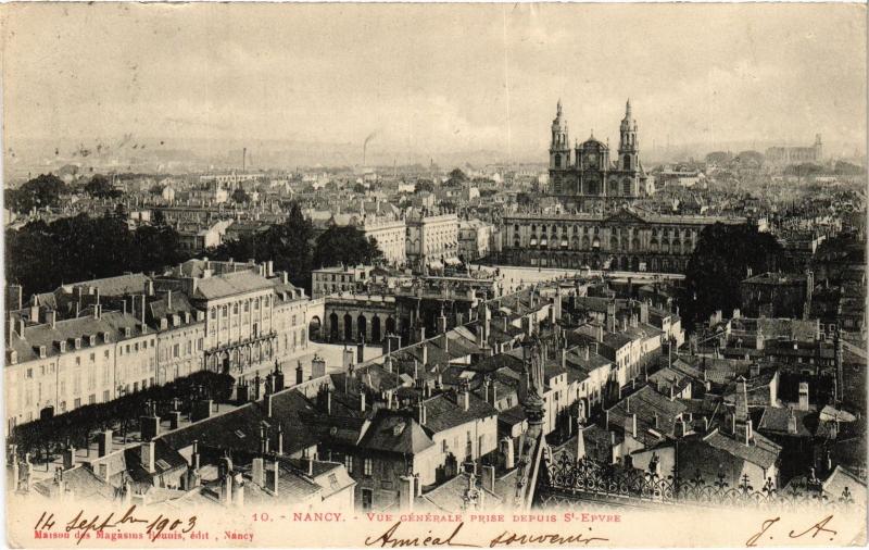 Carte postale ancienne Nancy vue generale à Nancy