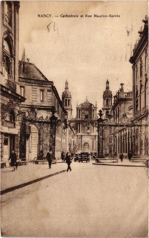 Carte postale ancienne Nancy Cathedrale Rue Maurice Barres à Nancy