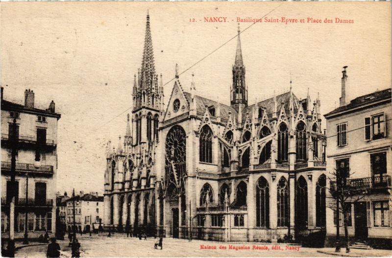 Carte postale ancienne Nancy Basilique Saint-Epvre Place des Dames à Nancy