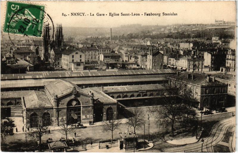 Carte postale ancienne Nancy la Gare Eglise Saint-Leon à Nancy