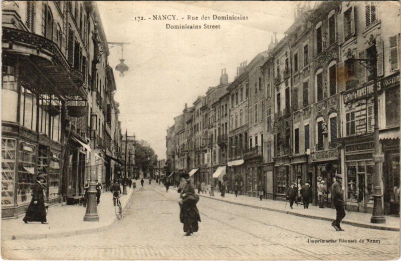 Carte postale ancienne Nancy Rue des Dominicains à Nancy