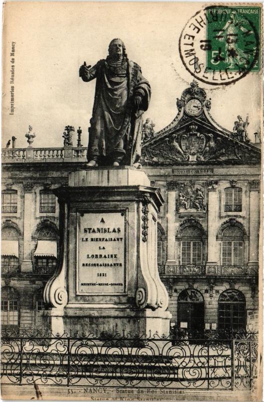 Carte postale ancienne Nancy Statue du Roi Stanislas à Nancy