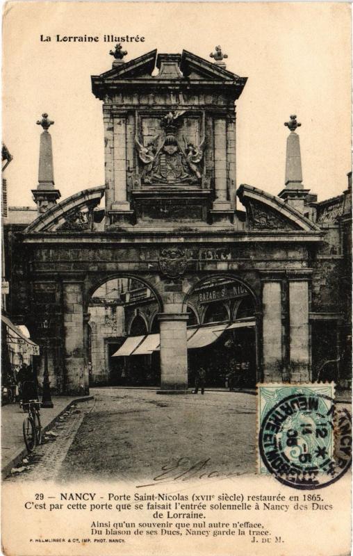 Carte postale ancienne Nancy Porte Saint-Nicolas à Nancy