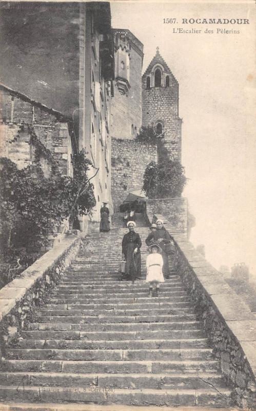 Carte postale ancienne Rocamadour - L'Escalier Des Pelerins à Rocamadour