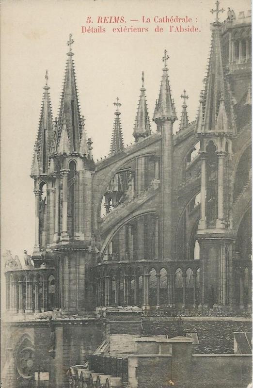 Carte postale ancienne Cathédrale - Détails extérieurs de l'Abside à Reims