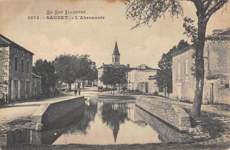 Carte postale ancienne Sauzet - L'Abreuvoir à Sauzet