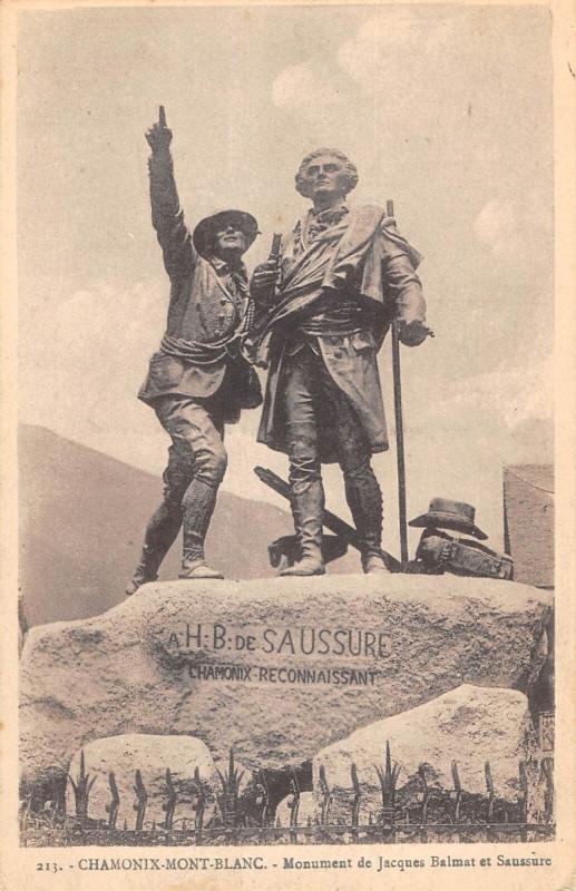 Carte postale ancienne Chamonix -Mont Blanc - Monument De Jacques Balmat Et Saussure à Chamonix-Mont-Blanc