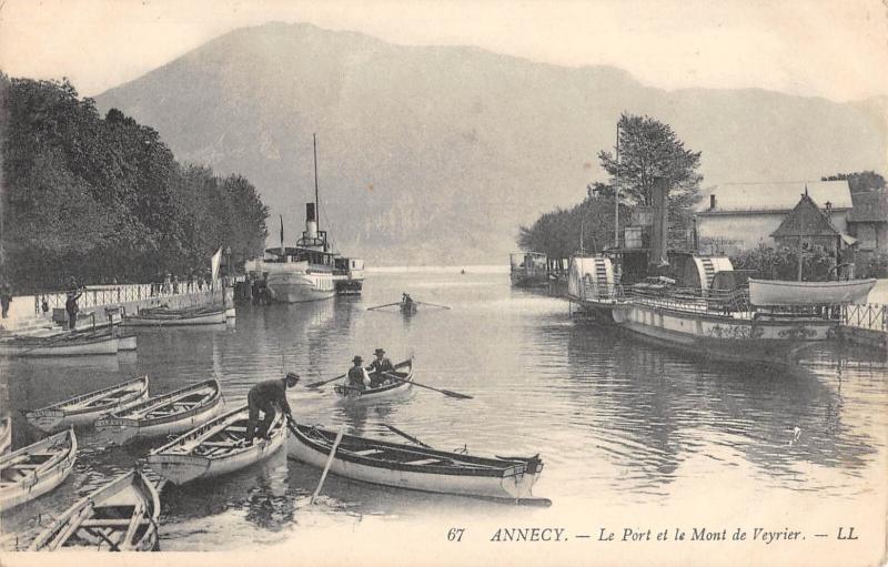 Carte postale ancienne Annecy - Le Port Et Le Mont De Veyrier à Annecy