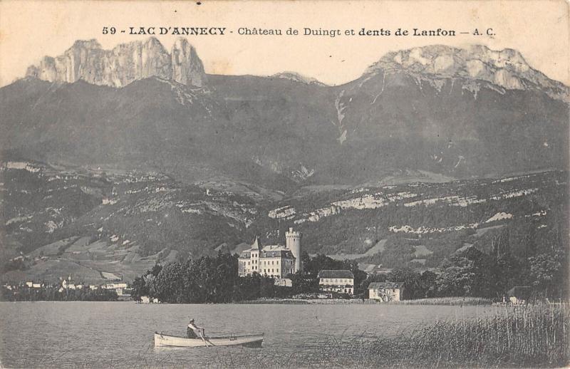 Carte postale ancienne Lac D'Annecy - Chateau De Duingt Et Dents De Lanfon à Annecy