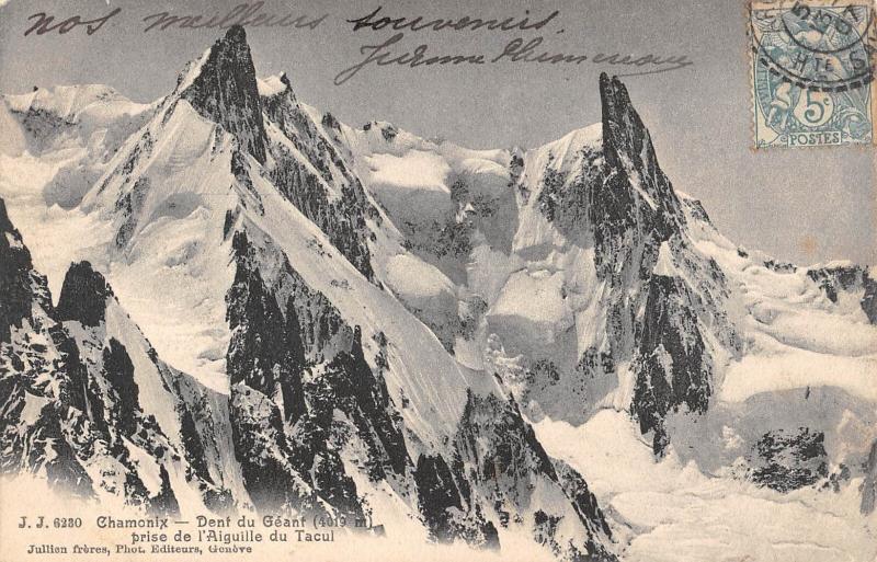 Carte postale ancienne Chamonix - Dent Du Geant Prise De L'Aiguille Du Tacul