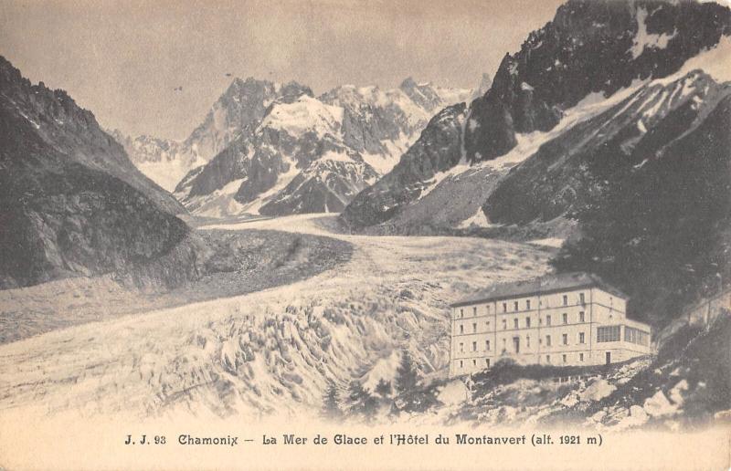 Carte postale ancienne Chamonix - La Mer De Glace Et L'Hotel Du Montenvers