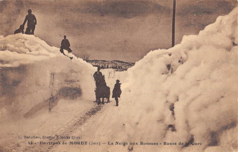 Carte postale ancienne Environs De Morez - La Neige Aux Rousses - Route De La Cure