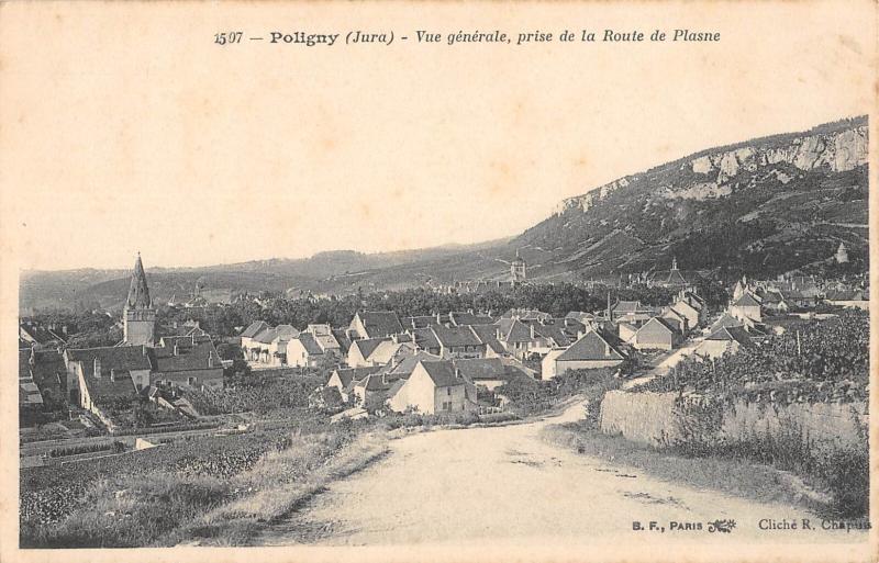 Carte postale ancienne Poligny - Vue Generale - Prise De La Route De Plasne à Poligny