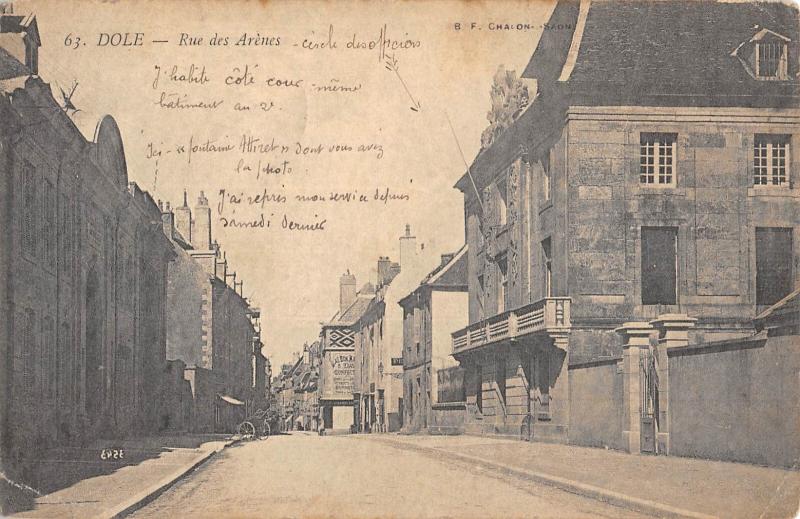Carte postale ancienne Dole - La Rue Des Arenes à Dole