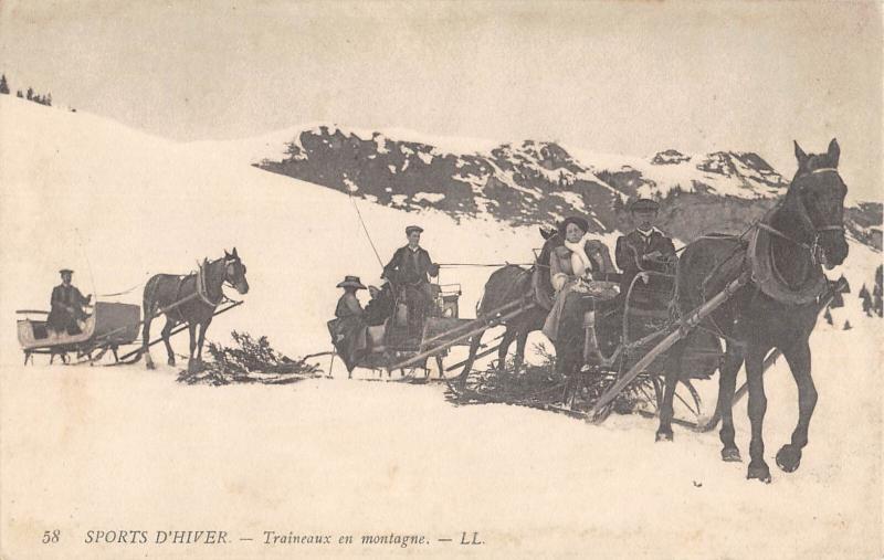 Carte postale ancienne Sports D'Hiver - Traineaux En Montagne