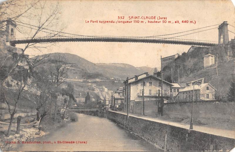 Carte postale ancienne Saint Claude - Le Pont Suspendu à Saint-Claude