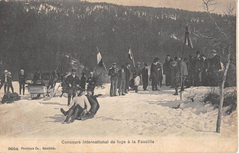 Carte postale ancienne Concours International De Luge A La Faucille