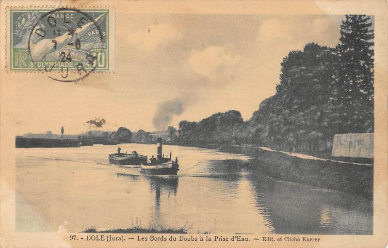 Carte postale ancienne Dole - Les Bords Du Doubs A La Prise D'Eau à Dole