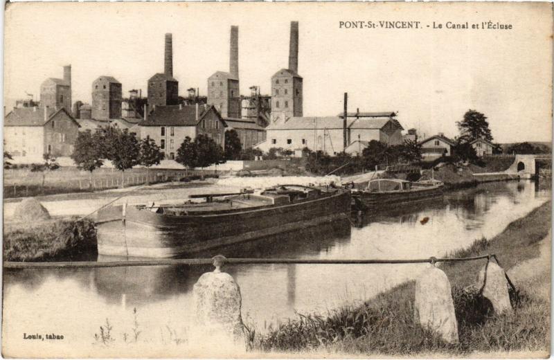 Carte postale ancienne Pont Saint-Vincent le Canal et ecluse à Pont-Saint-Vincent