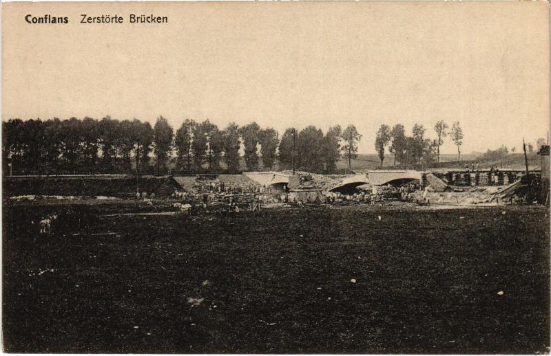 Carte postale ancienne Conflans Zerstorte Brucken