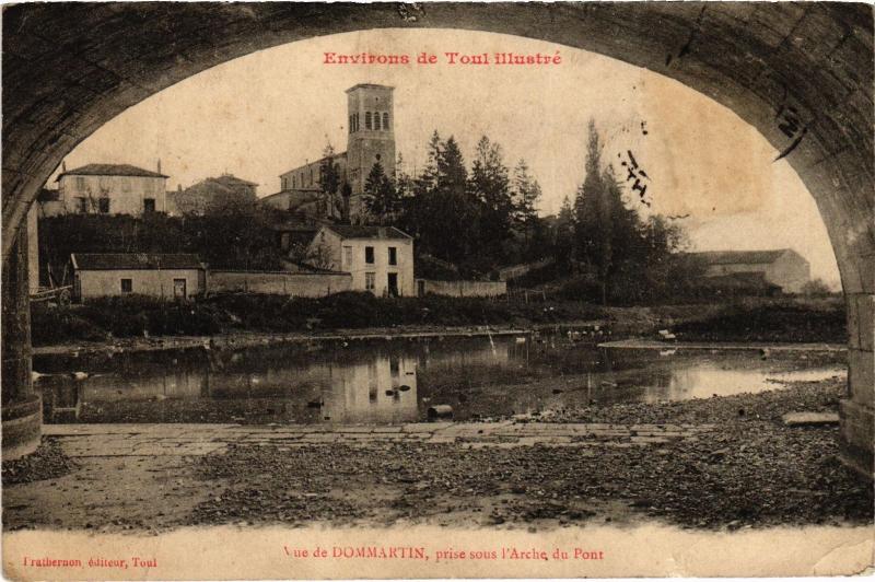 Carte postale ancienne Dommartin prise sous l'Arche du Pont