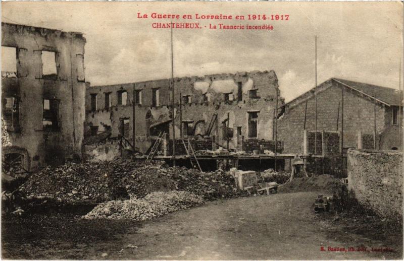 Carte postale ancienne Chanteheux la Tannerie incendiee à Chanteheux