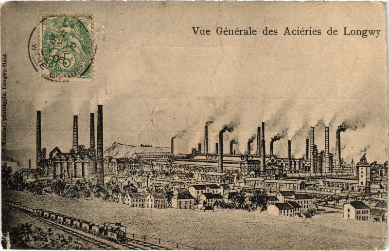 Carte postale ancienne Longwy vue generale des Acieries à Longwy