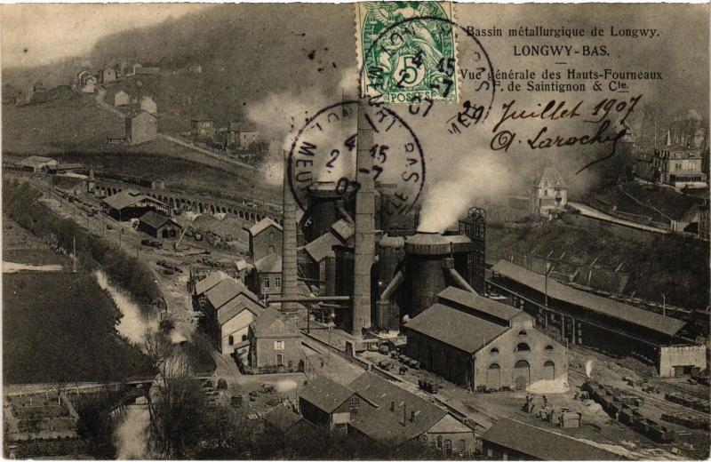 Carte postale ancienne Longwy Hauts Fourneaux à Longwy