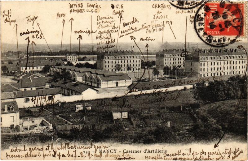 Carte postale ancienne Nancy Casernes d'Artillerie à Nancy