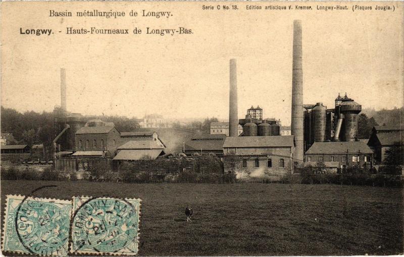 Carte postale ancienne Longwy Hauts Fourneaux à Longwy