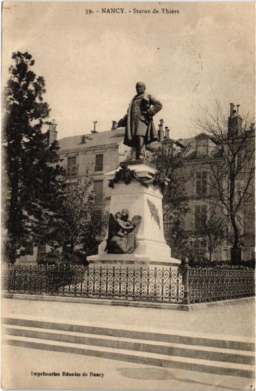 Carte postale ancienne Nancy Statue de Thiers à Nancy