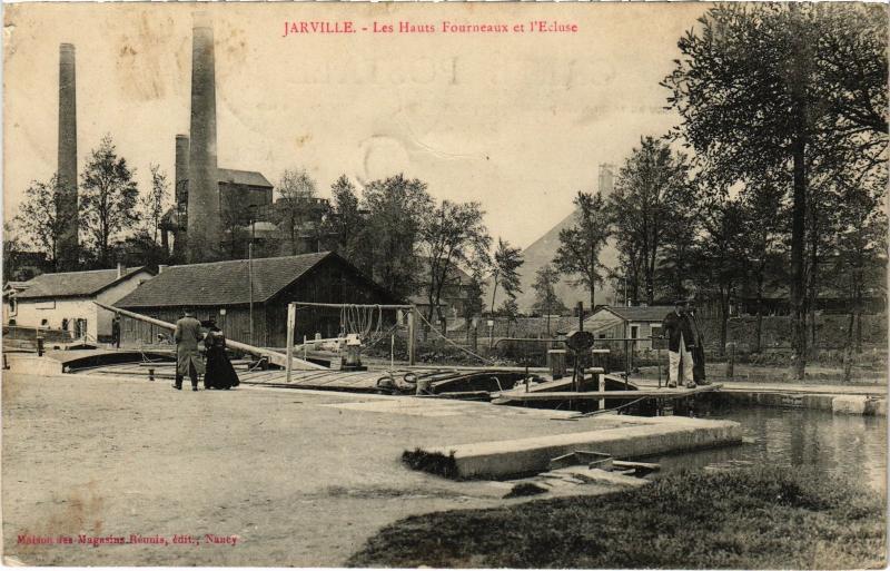 Carte postale ancienne Jarville Hauts Fourneaux et Ecluse