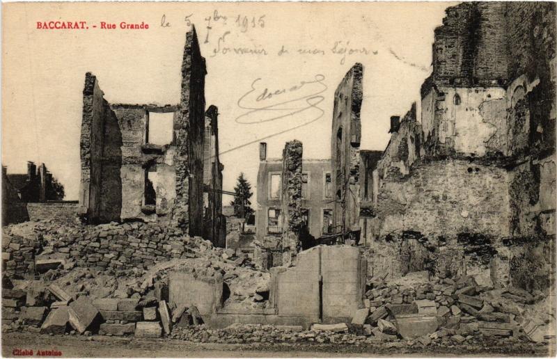Carte postale ancienne Baccarat Rue Grande à Baccarat