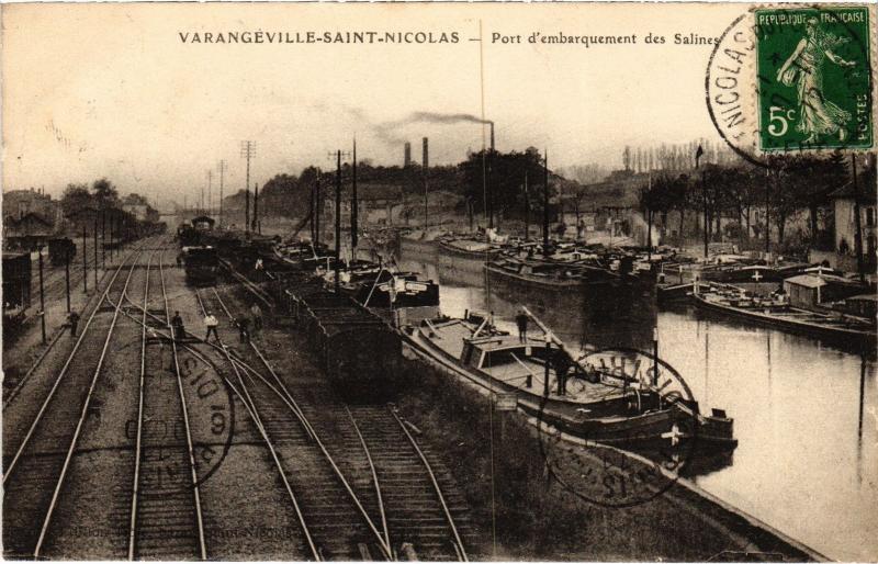 Carte postale ancienne Varangeville Port d'embarquement des Salines