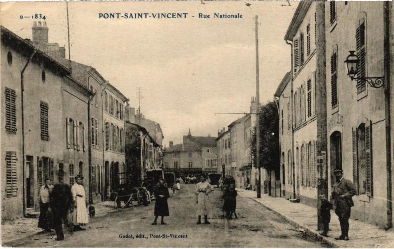 Carte postale ancienne Pont Saint-Vincent Rue Nationale à Pont-Saint-Vincent