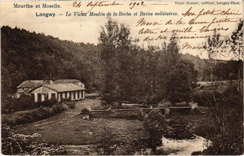 Carte postale ancienne Longwy Moulin de la Roche et Bains Militaires à Longwy