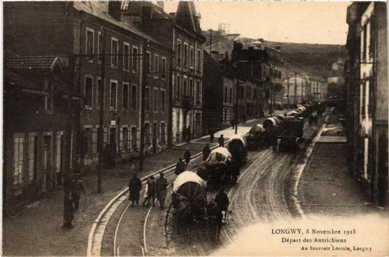 Carte postale ancienne Longwy depart des Autrichiens à Longwy