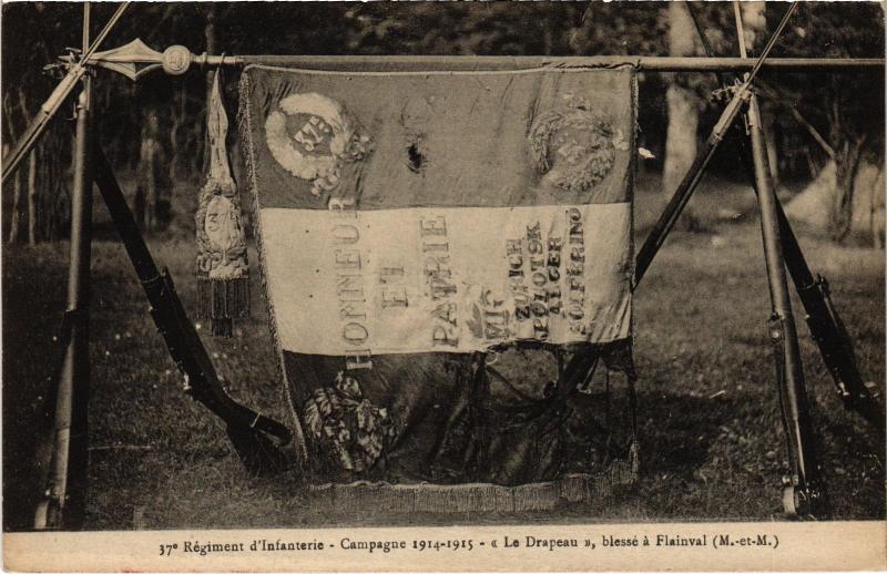 Carte postale ancienne Flainval 37e Regiment d'Infanterie le drapeau à Flainval