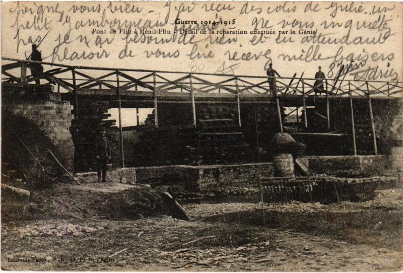 Carte postale ancienne Pont de Flin a Menil Flin