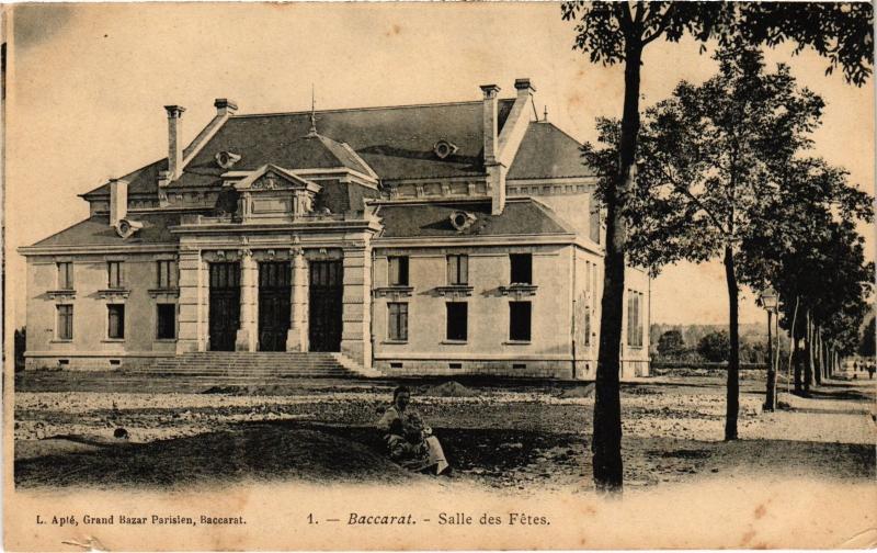 Carte postale ancienne Baccarat Salle des Fetes à Baccarat
