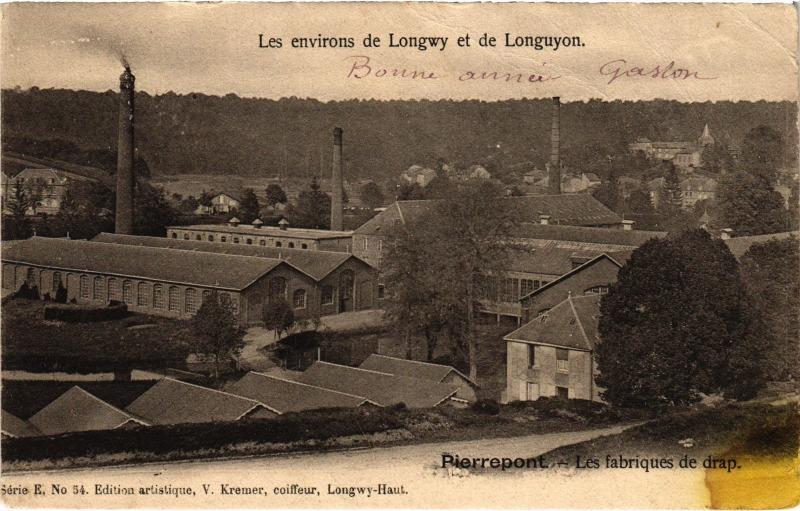Carte postale ancienne Pierrepont les fabriques de drap à Pierrepont