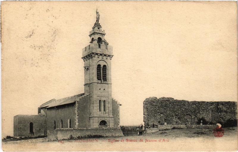 Carte postale ancienne Mousson Eglise et Statue de Jeanne d'Arc à Mousson