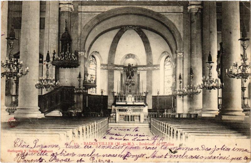 Carte postale ancienne Badonviller interieur de l'eglise à Badonviller