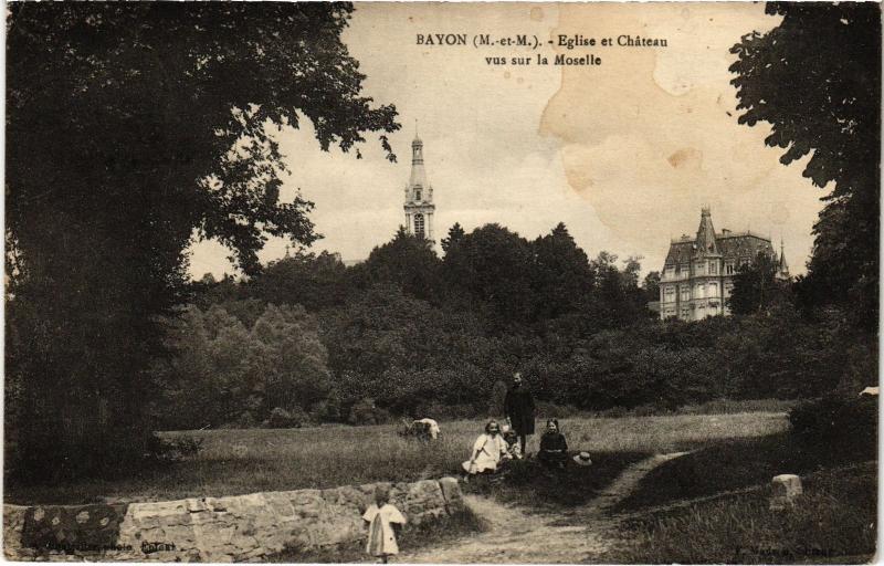 Carte postale ancienne Bayon eglise et chateau à Bayon