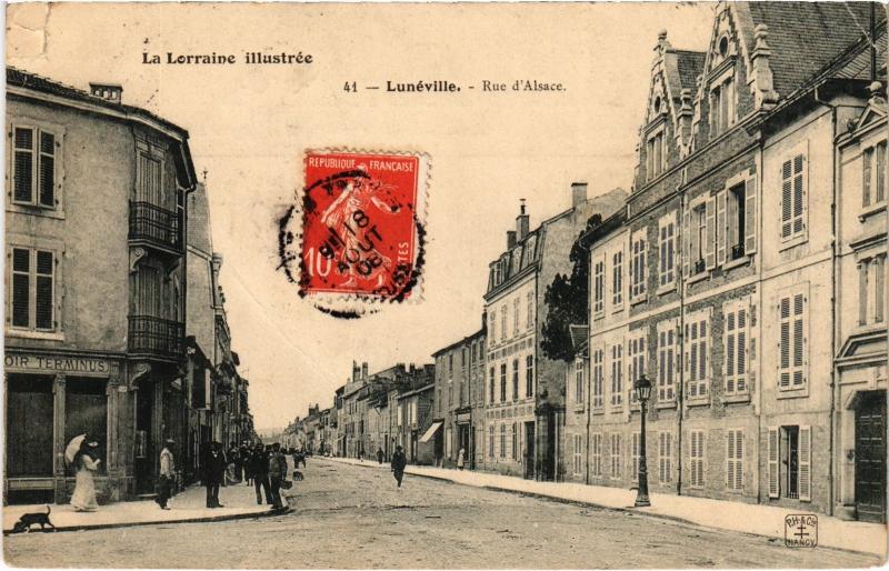 Carte postale ancienne Luneville Rue d'Alsace