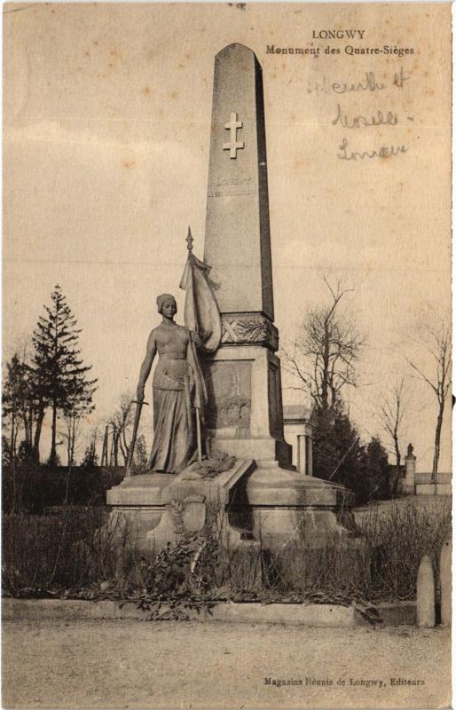 Carte postale ancienne Longwy Monument des Quatre Sieges à Longwy