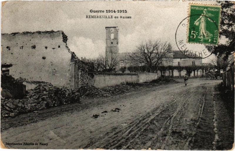 Carte postale ancienne Remerville en ruines