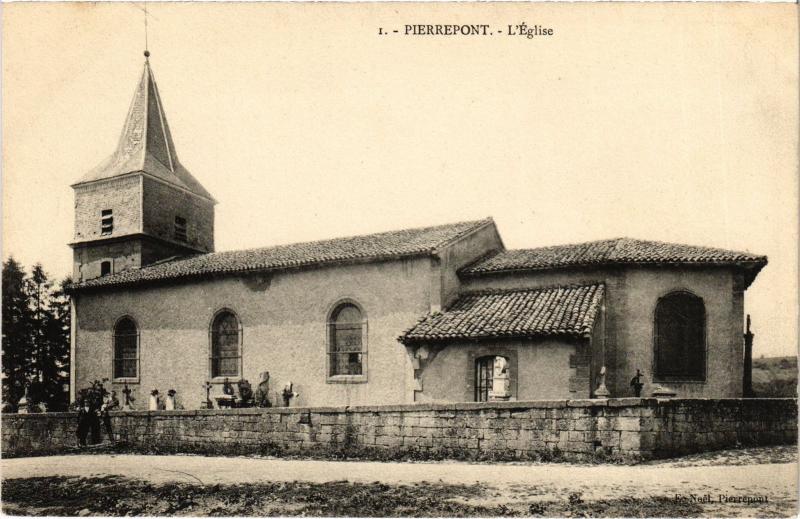 Carte postale ancienne Pierrepont eglise à Pierrepont